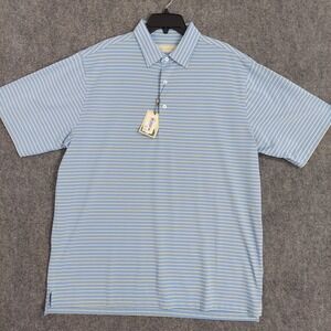 Donald‎ Ross Polo Shirt Mens Large Pacific Blue Lemon Stripe Laurel Creek Golf